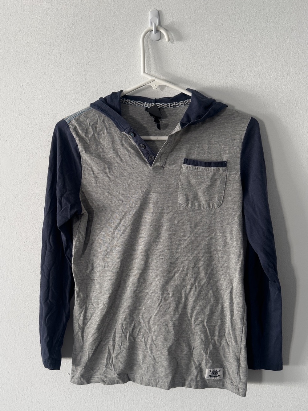 Shaun White Blue And Grey Kids Long Sleeve Shirt With Hood Size L 12/14